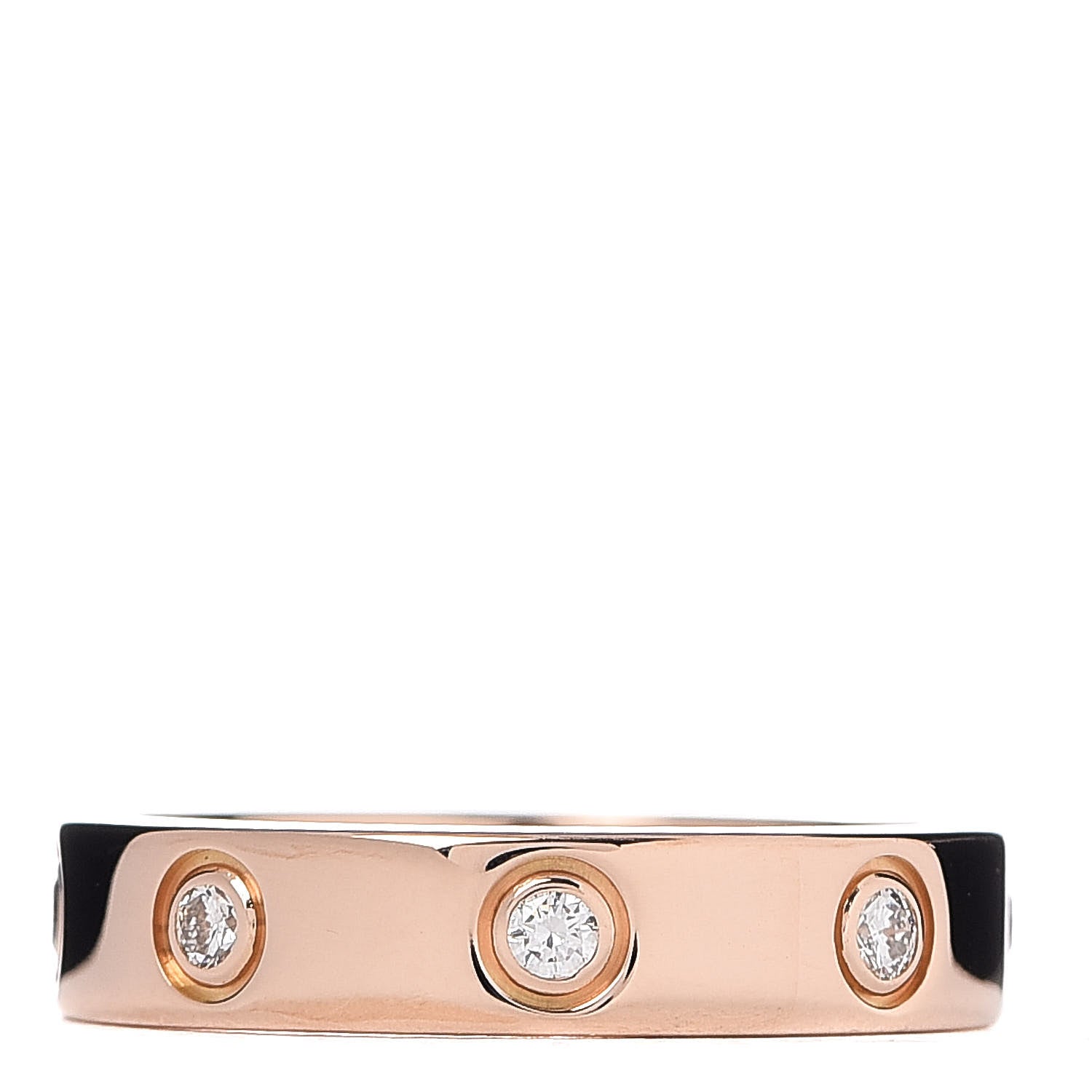Cartier 18K Pink Gold 8 Diamond 4mm LOVE Wedding Band Ring 49 4.75 1 of 4