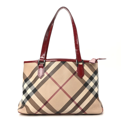 Burberry Nova Check Small Nickie Tote Raspberry 1 of 9