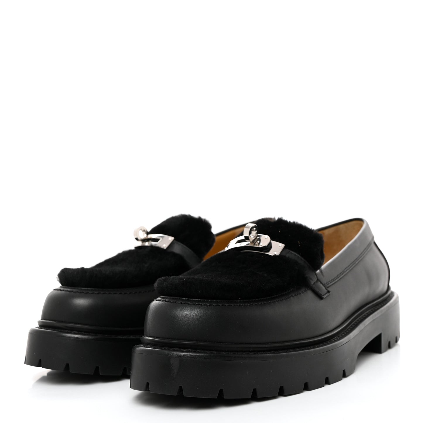 Calfskin Shearling Icone Loafers 39 Black