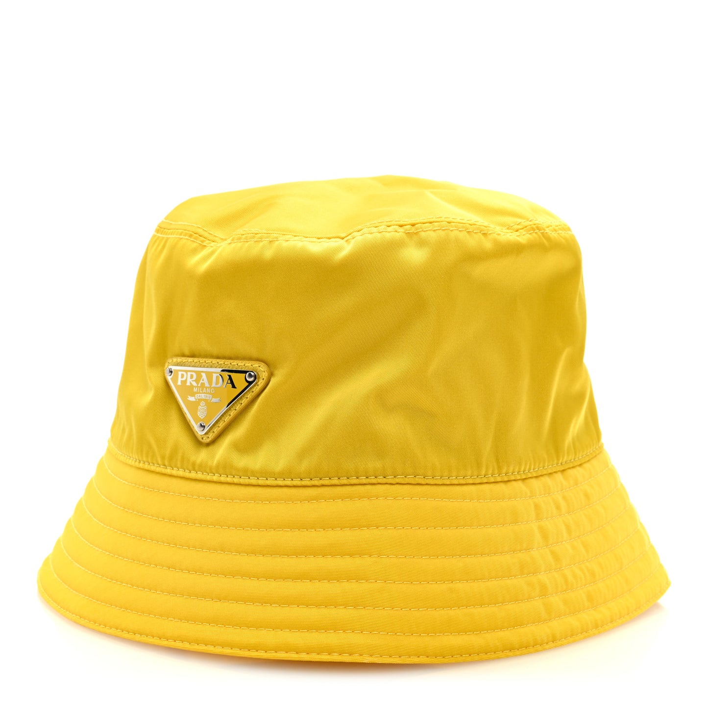 Re-Nylon Metal Triangle Logo Mens Bucket Hat M Giallo