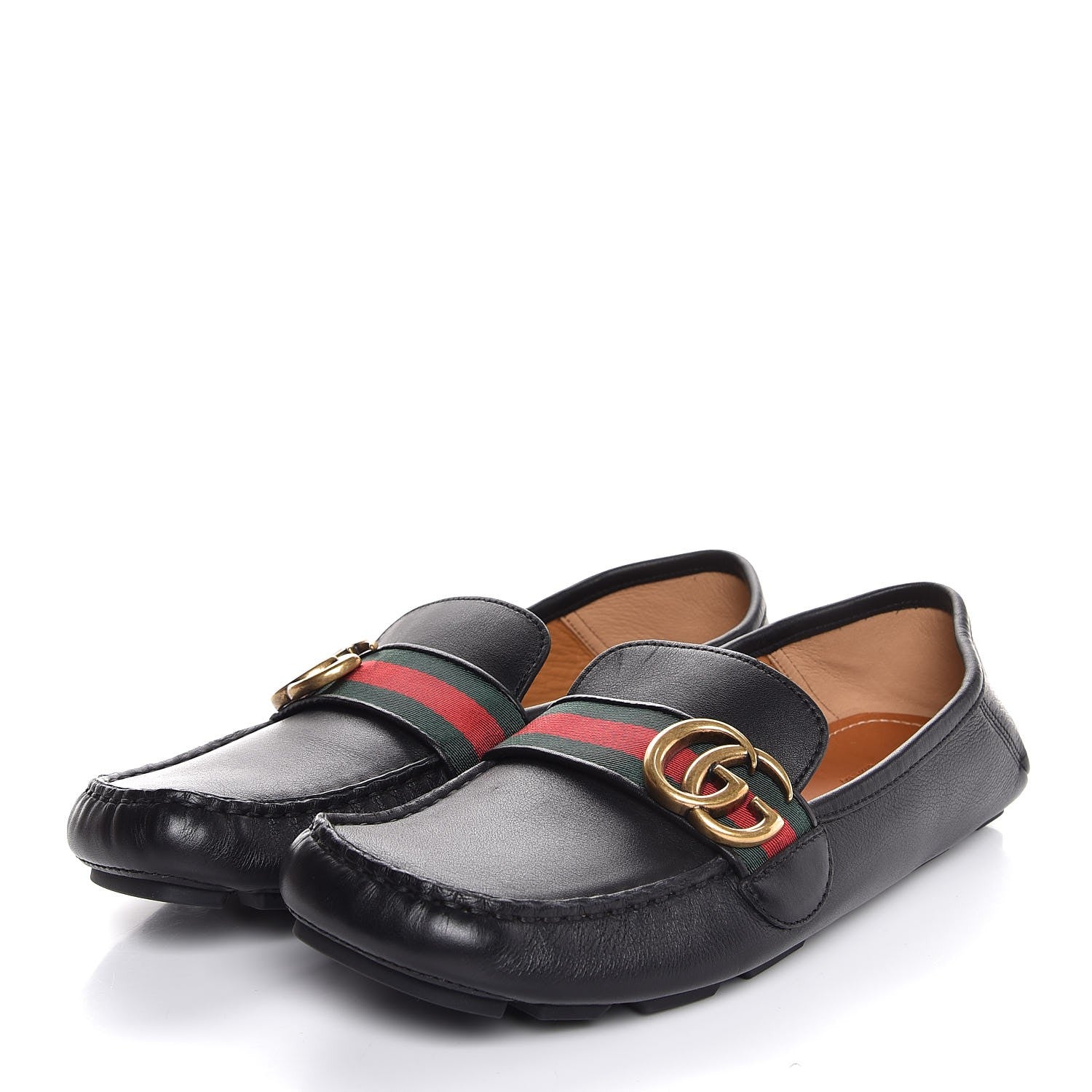 Gucci Calfskin Noel Web Driver Loafers 39.5 Black 3 of 9