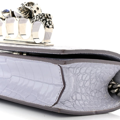 Alexander McQueen Shiny Crocodile Embossed Jeweled Satchel Lavender 10 of 13