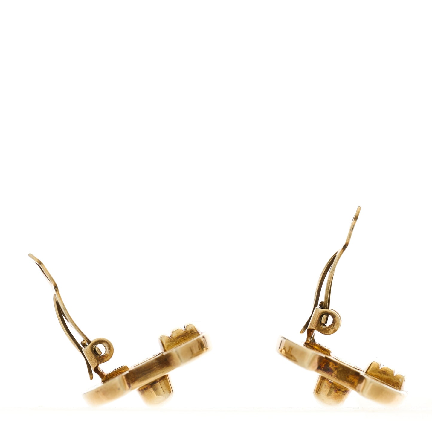 Metal CC Turnlock Clip On Earrings Gold