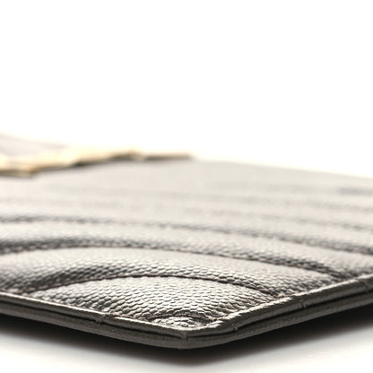 Saint Laurent Grain De Poudre Chevron Monogram Large Bill Pouch Fog 10 of 11