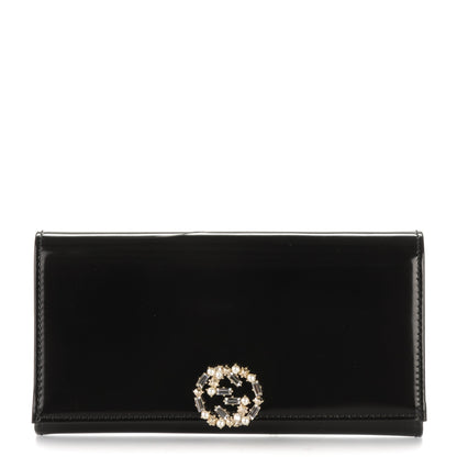 Gucci Shade Lux Calfskin Swarovski Crystal GG Sparkling Continental Wallet Black 1 of 7
