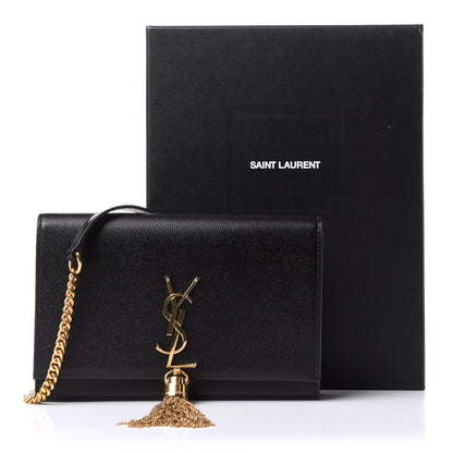 Saint Laurent Grain De Poudre Classic Monogram Kate Tassel Chain Wallet Black 10 of 10