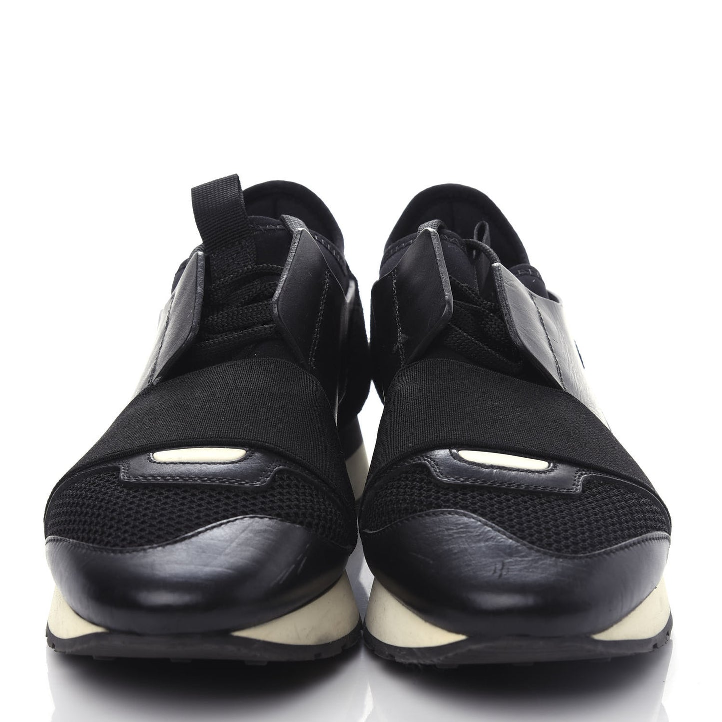 Mesh Calfskin Neoprene Suede Womens Race Runner Sneakers 37 Black