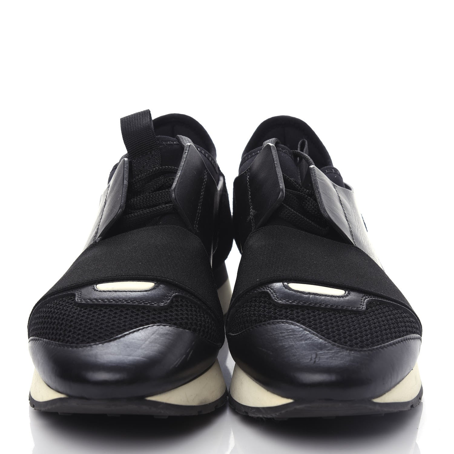 Balenciaga Mesh Calfskin Neoprene Suede Womens Race Runner Sneakers 37 Black 5 of 10