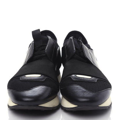 Balenciaga Mesh Calfskin Neoprene Suede Womens Race Runner Sneakers 37 Black 5 of 10