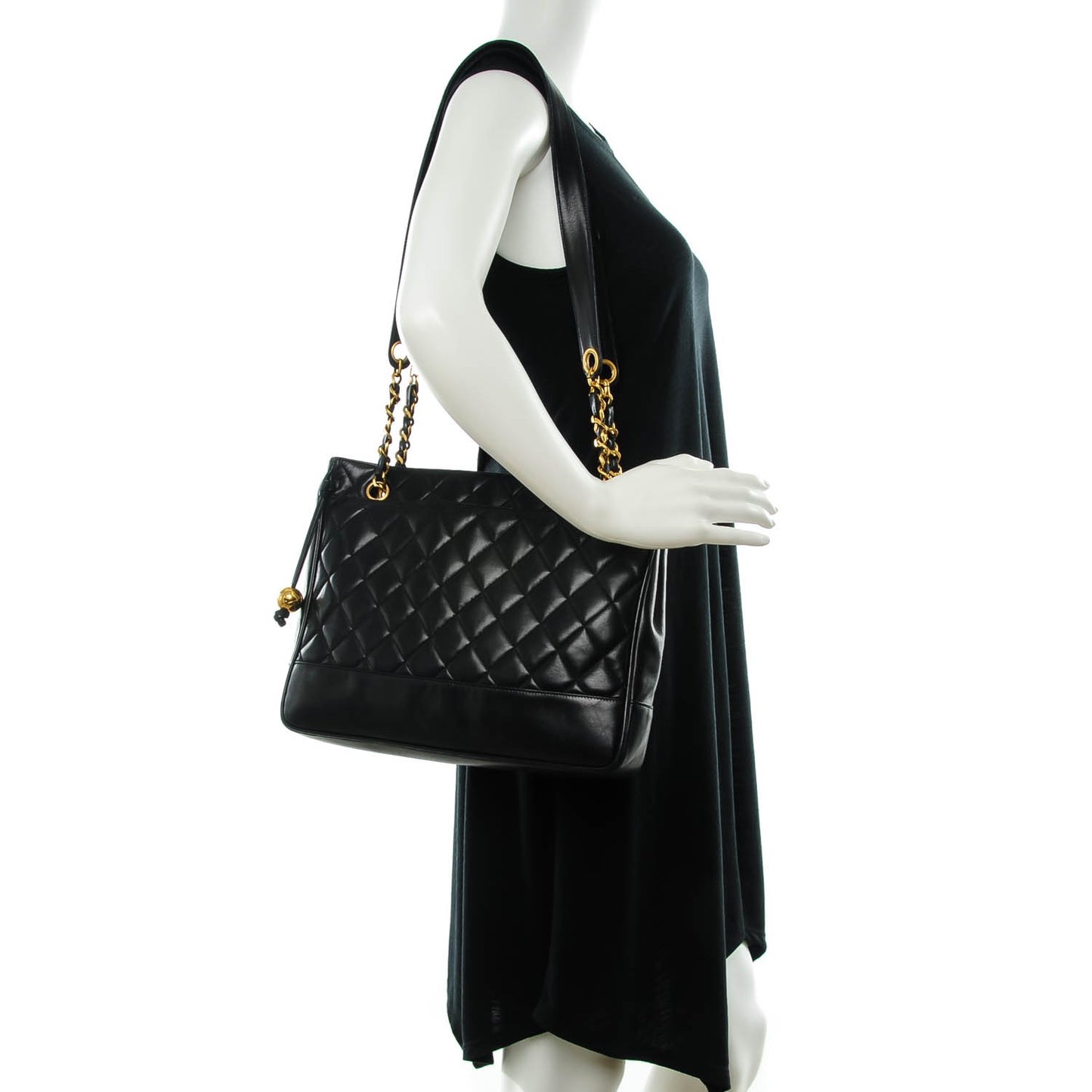 Lambskin Quilted Shoulder Bag Black