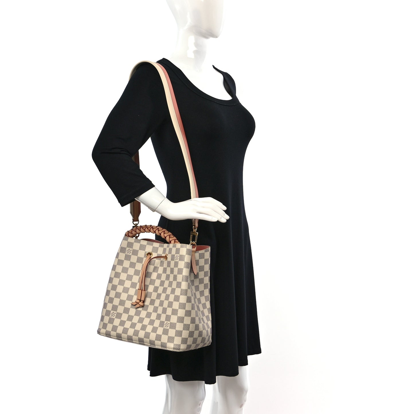 Damier Azur Braided Neonoe MM Peach Cream