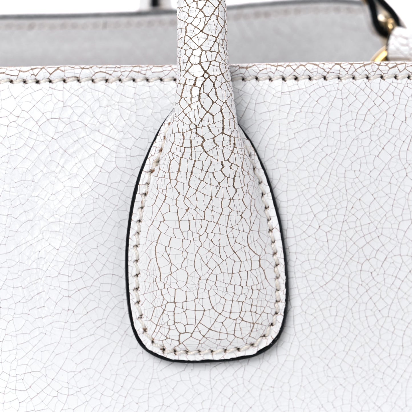 Calfskin Craquele Shopping Bag White