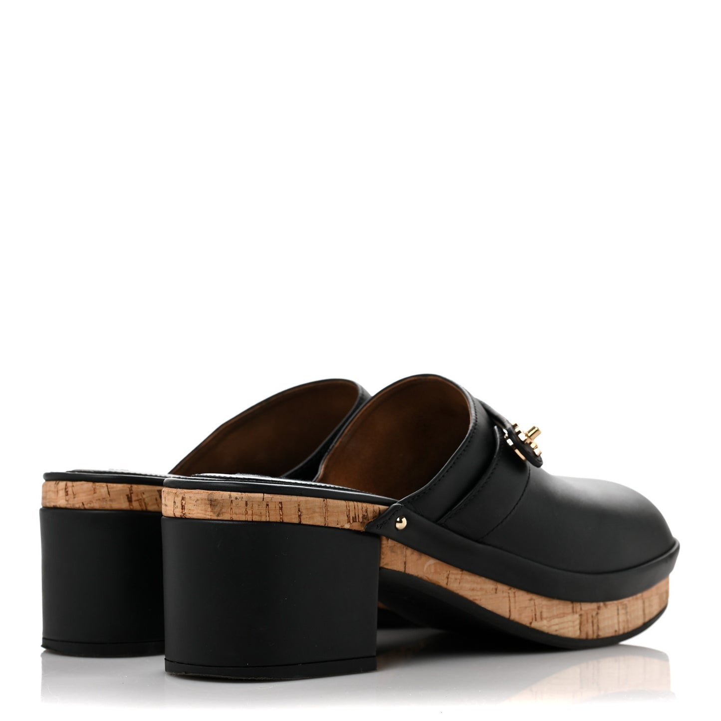 Calfskin CC Turn Lock Clogs 41 Black