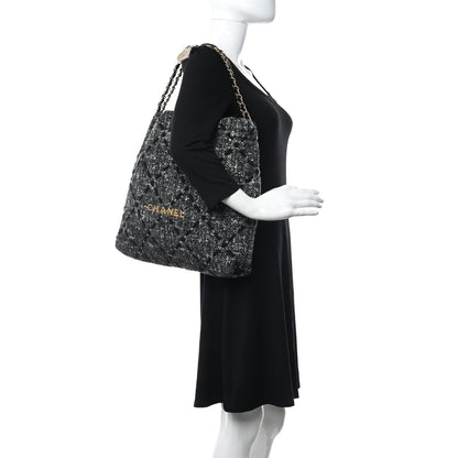 Chanel Tweed Quilted Chanel 22 Black Ecru 2 of 11