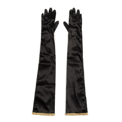Gucci Satin Stretch Anika Gloves M Black 1 of 4