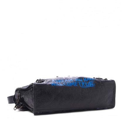 Balenciaga Agneau Arena Graffiti All Over Classic Hardware S City Black Bleu Violet 4 of 9