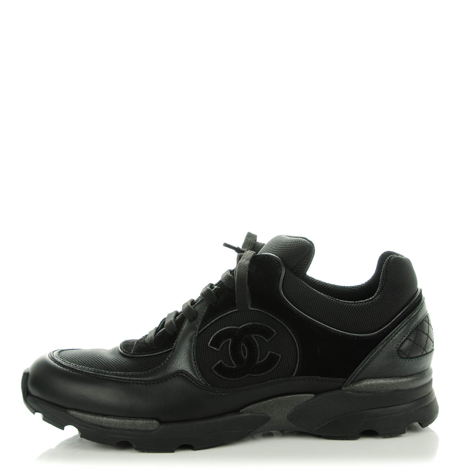 Chanel Suede Calfskin CC Sneakers 40 Black 1 of 7