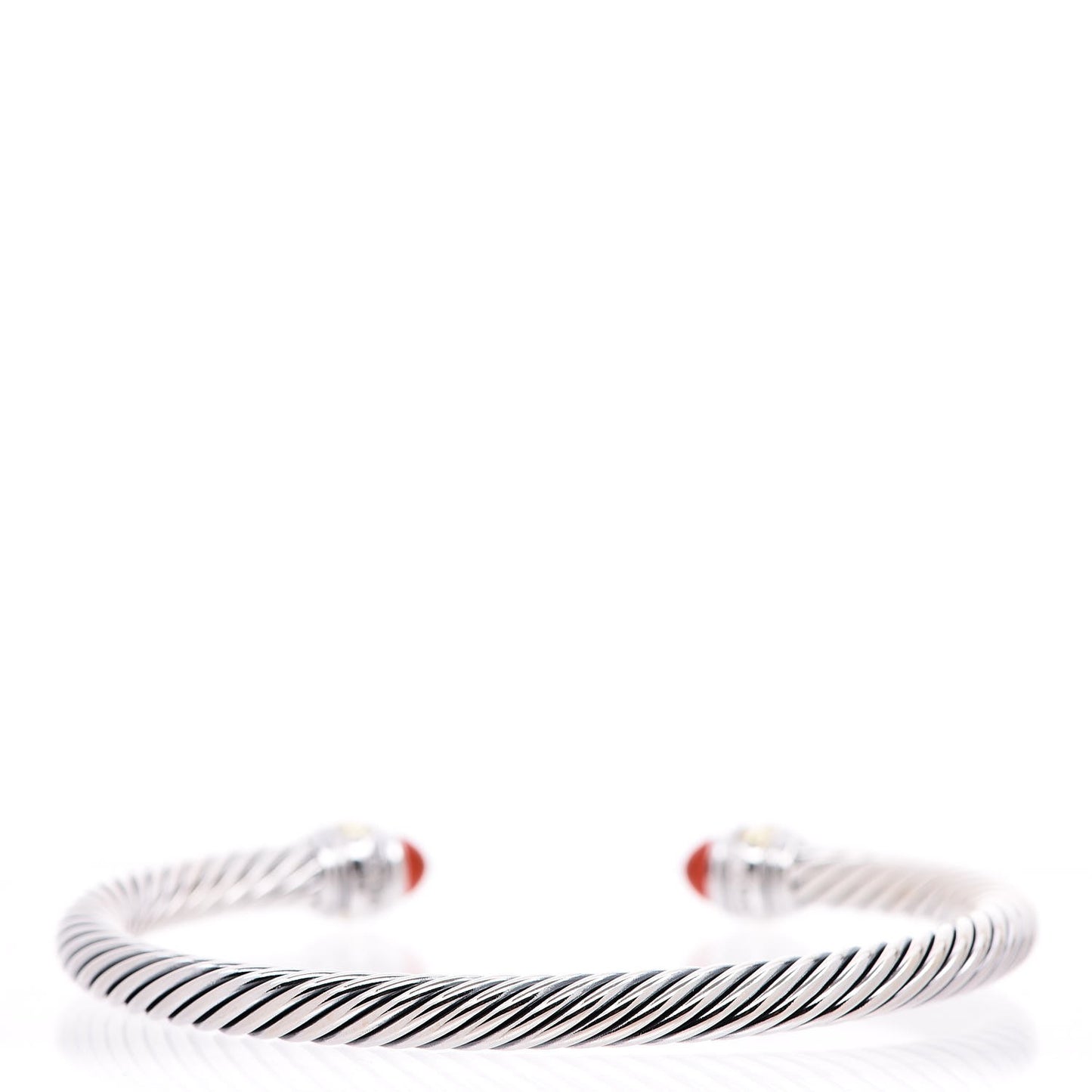 Sterling Silver 14K Yellow Gold Carnelian 5mm Cable Classics Bracelet