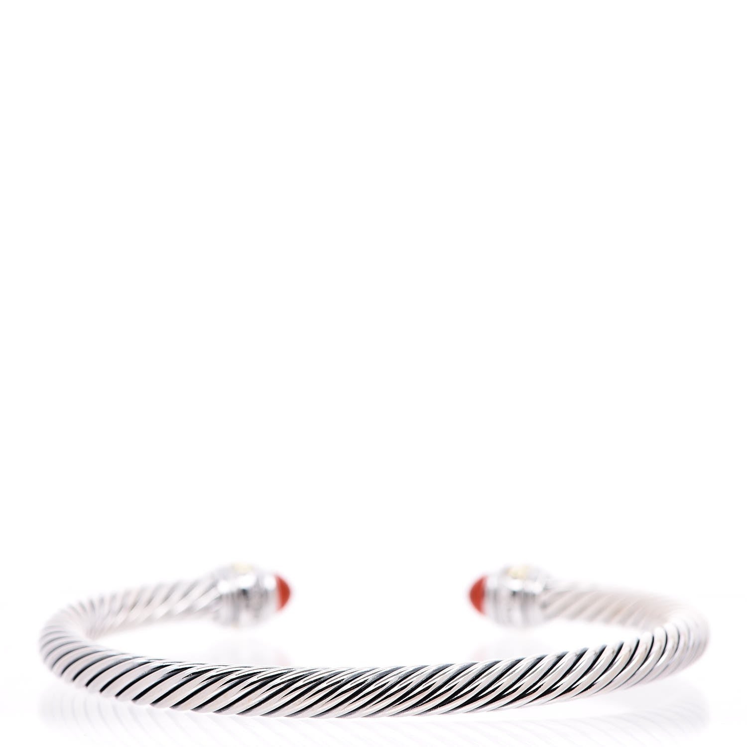 David Yurman Sterling Silver 14K Yellow Gold Carnelian 5mm Cable Classics Bracelet 3 of 6