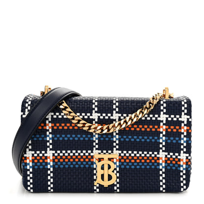 Burberry Woven Calfskin Mini Latticed Lola Bag Blue Multicolor 1 of 10