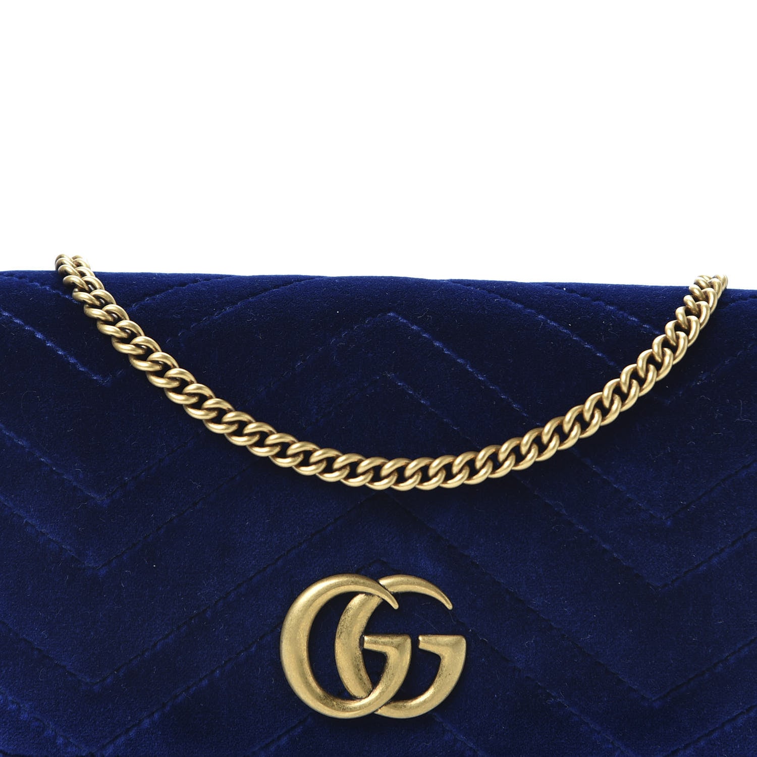 Gucci Velvet Matelasse GG Marmont Mini Bag Cobalt Blue 8 of 9