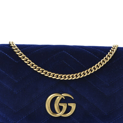 Gucci Velvet Matelasse GG Marmont Mini Bag Cobalt Blue 8 of 9