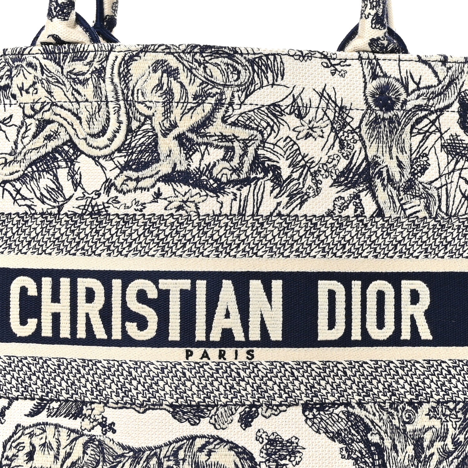Christian Dior Canvas Embroidered Medium Dioriviera Toile De Jouy Book Tote Blue 8 of 10