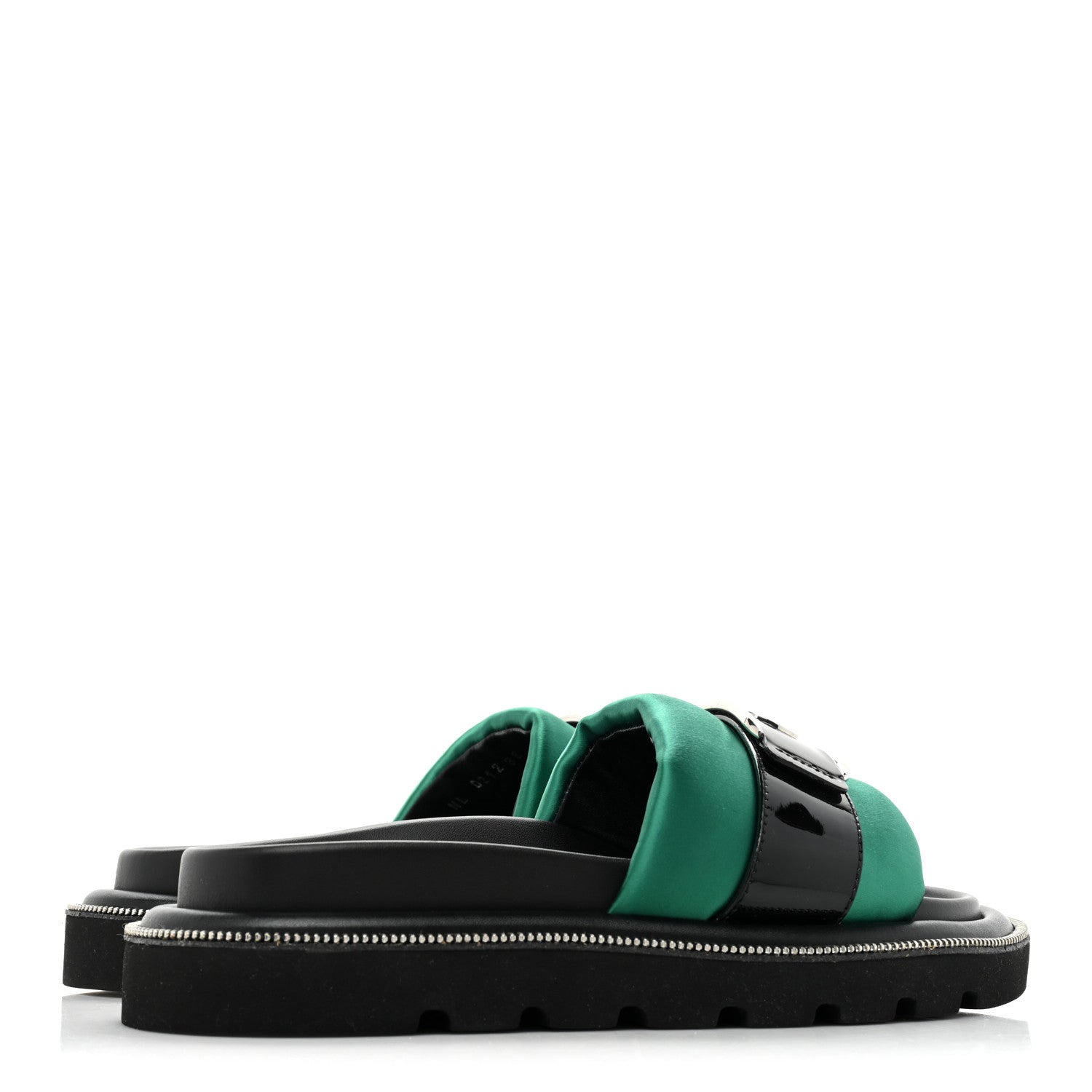 Louis Vuitton Satin Pool Pillow Flat Comfort Mule 36 Green Black 4 of 12