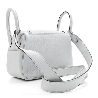Hermes Taurillon Clemence Mini Lindy 20 Bleu Pale 3 of 11