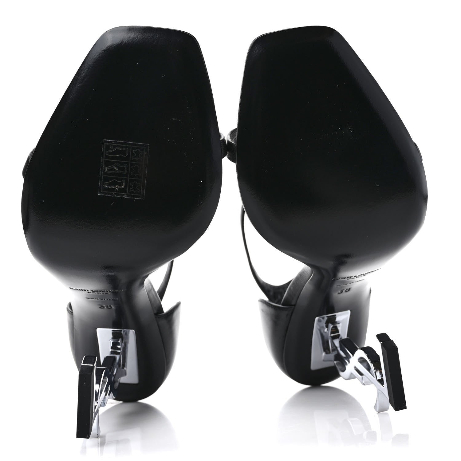 Saint Laurent Calfskin Opyum 110 Sandals 38 Black Silver 5 of 8