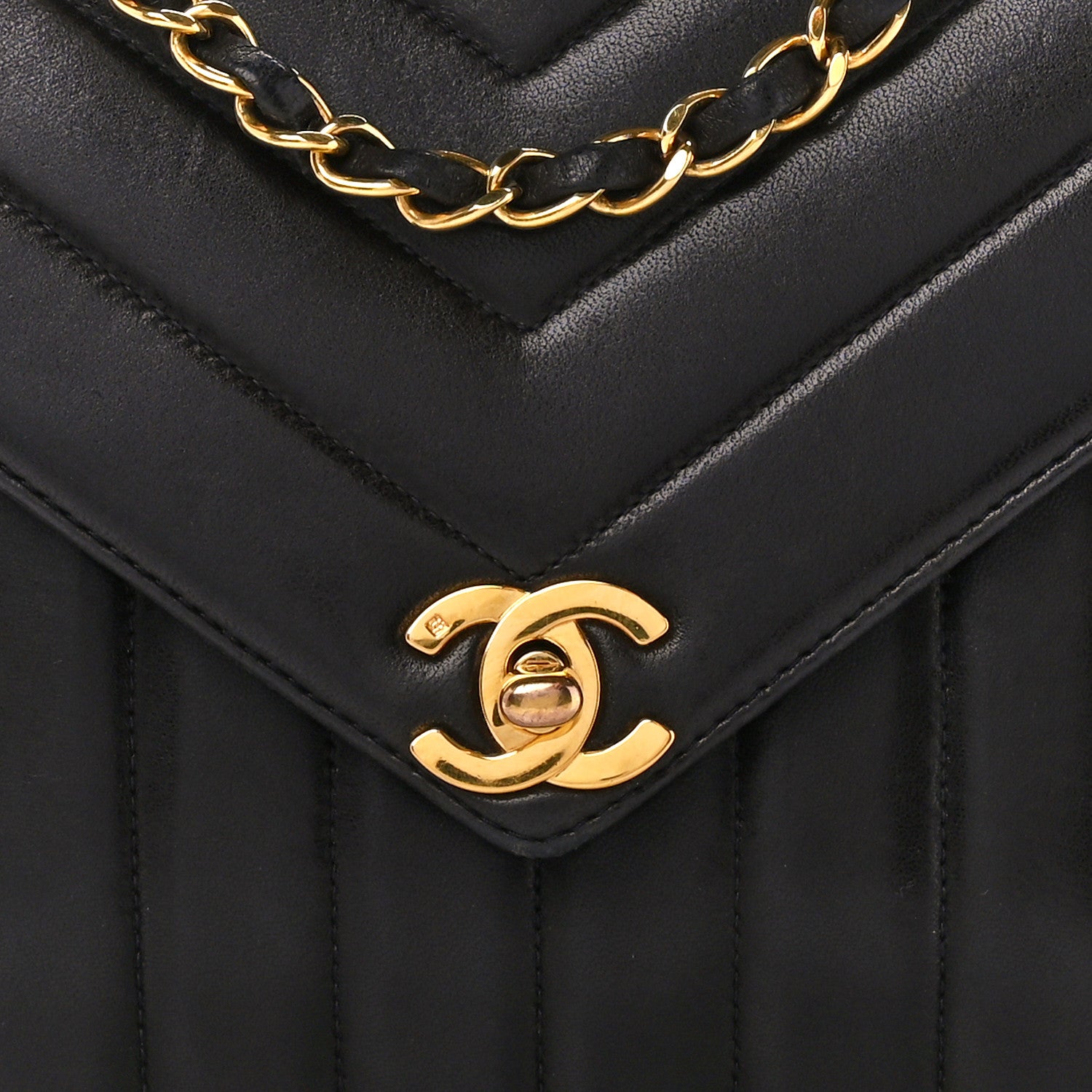 Chanel Lambskin Chevron Quilted Envelope Single Flap Black 10 of 13