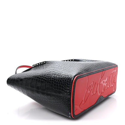 Christian Louboutin Alligator Embossed Calfskin Spiked Large Cabarock Shopper Tote Black 4 of 10