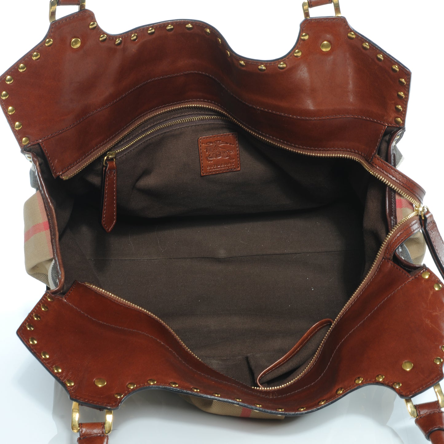 House Check Studded Large Greenham Tote Dark Tan