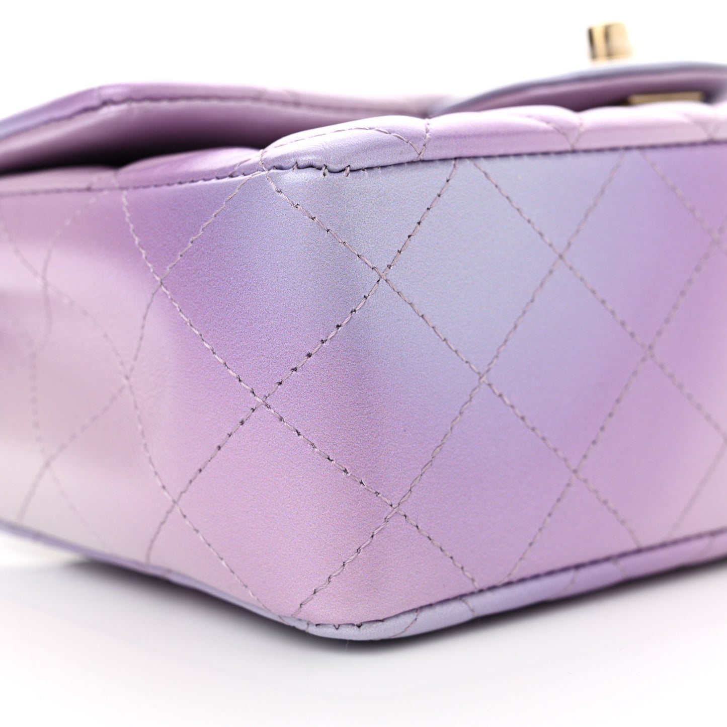 Lambskin Quilted Tie Dye Ombre Mini Rectangular Flap Purple Blue Pink