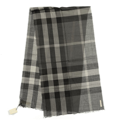 Burberry Wool Silk Gauze Giant Exploded Check Scarf Charcoal 2 of 4
