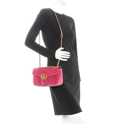 Gucci Velvet Matelasse Small GG Marmont Shoulder Bag Light Raspberry Rose 3 of 16