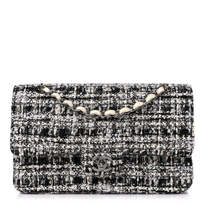 Chanel Tweed Quilted Medium Double Flap Black White Ecru 1 of 14
