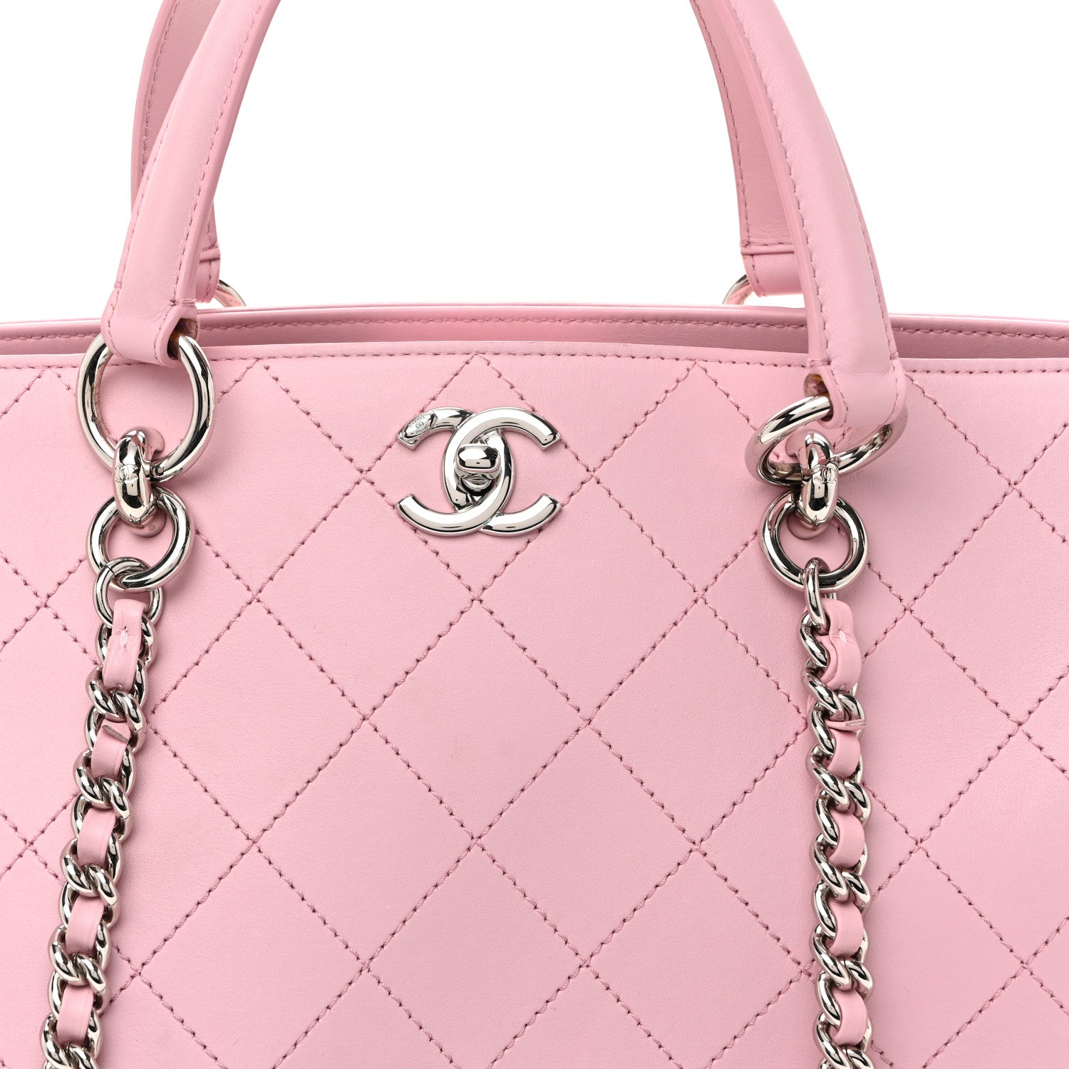 Chanel Calfskin Stitch Medium Ring My Bag Shopping Tote  Pink 8 of 11
