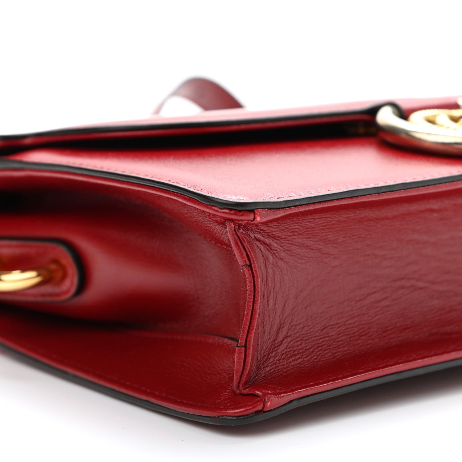 Gucci Textured Calfskin Small Torchon GG Ring Shoulder Bag New Cherry Red 10 of 12