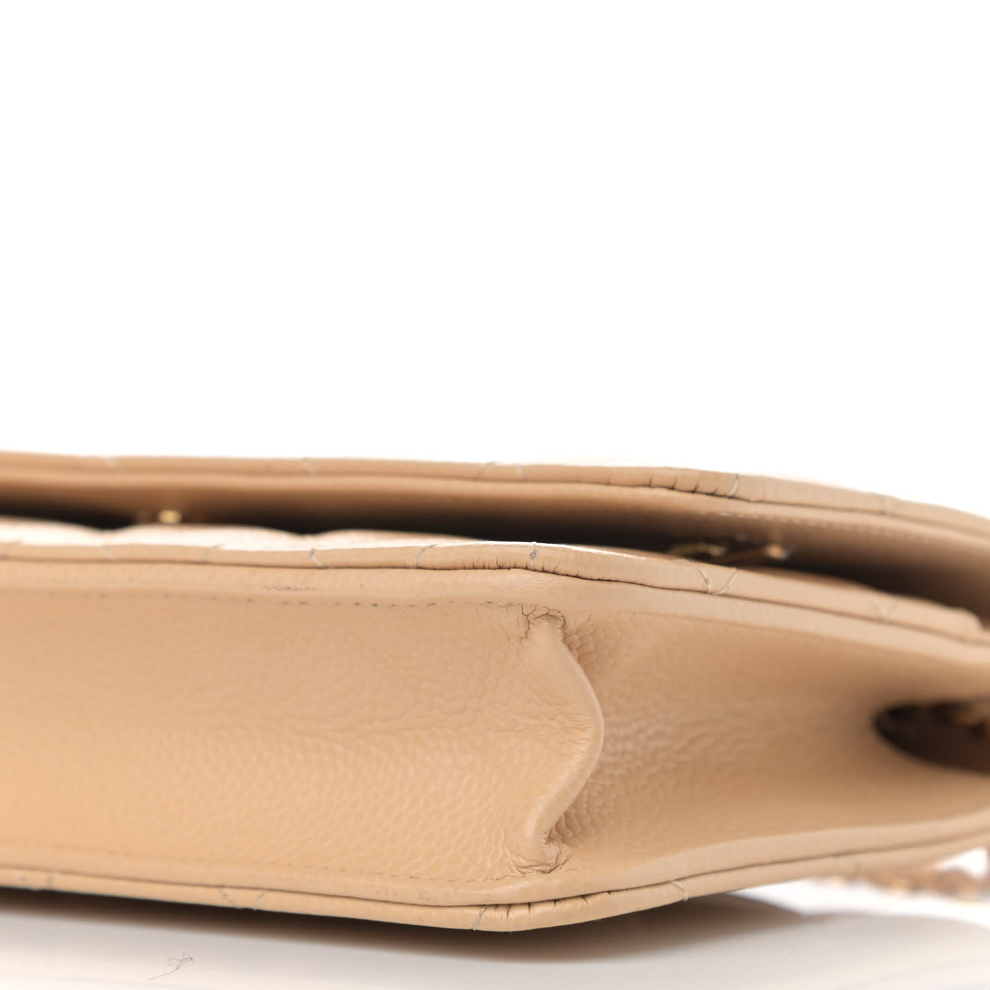 Caviar Quilted Wallet On Chain WOC Beige