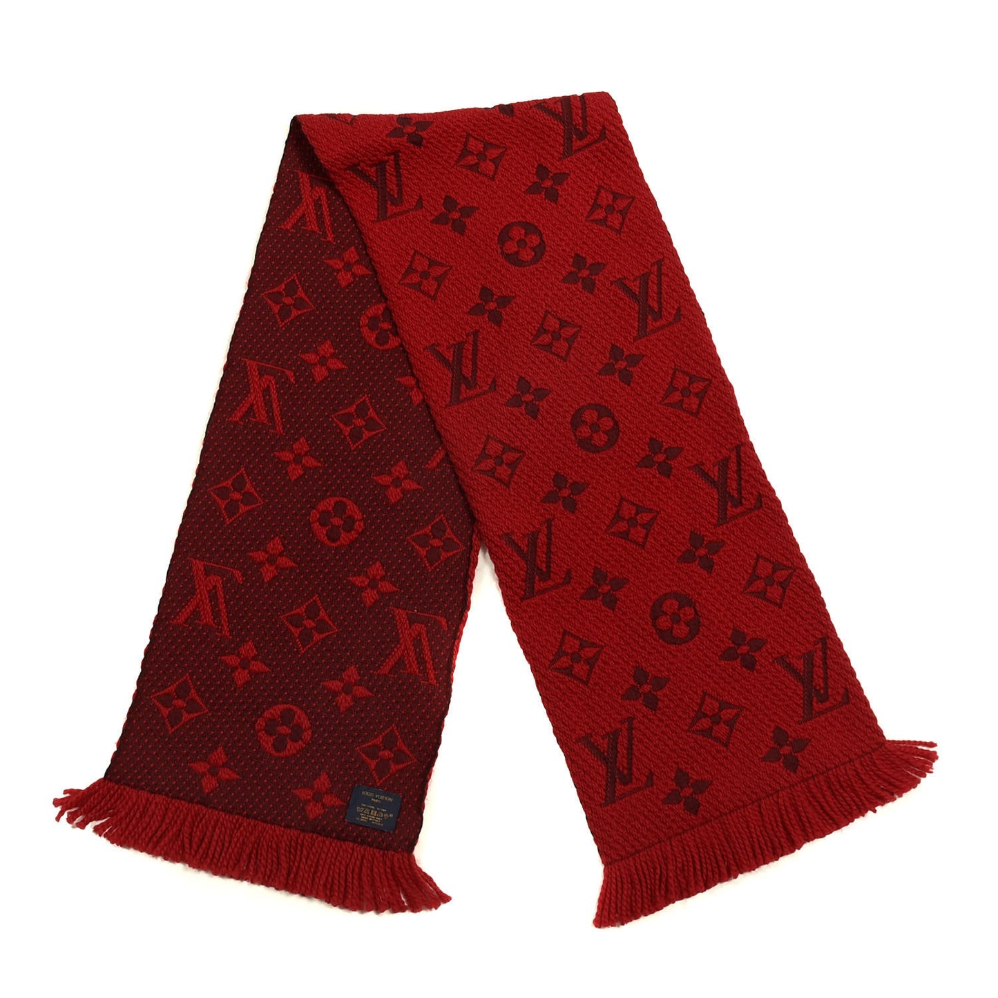 Wool Silk Logomania Scarf Rubis