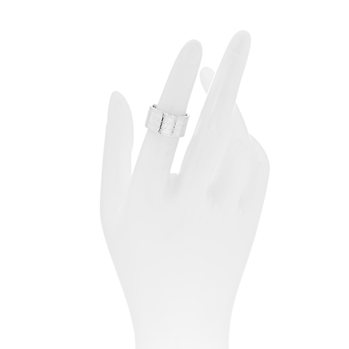 Sterling Silver 10mm Notes Wide Ring 50 5.5