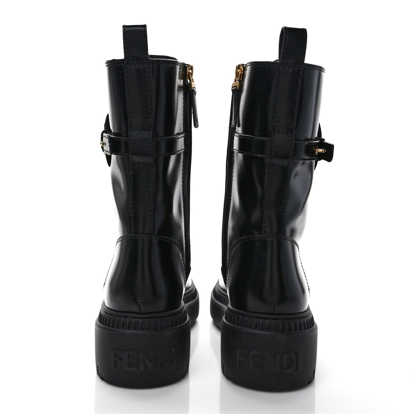 Vitello Abrasivato Fendigraphy 50mm Biker Boots 39 Black