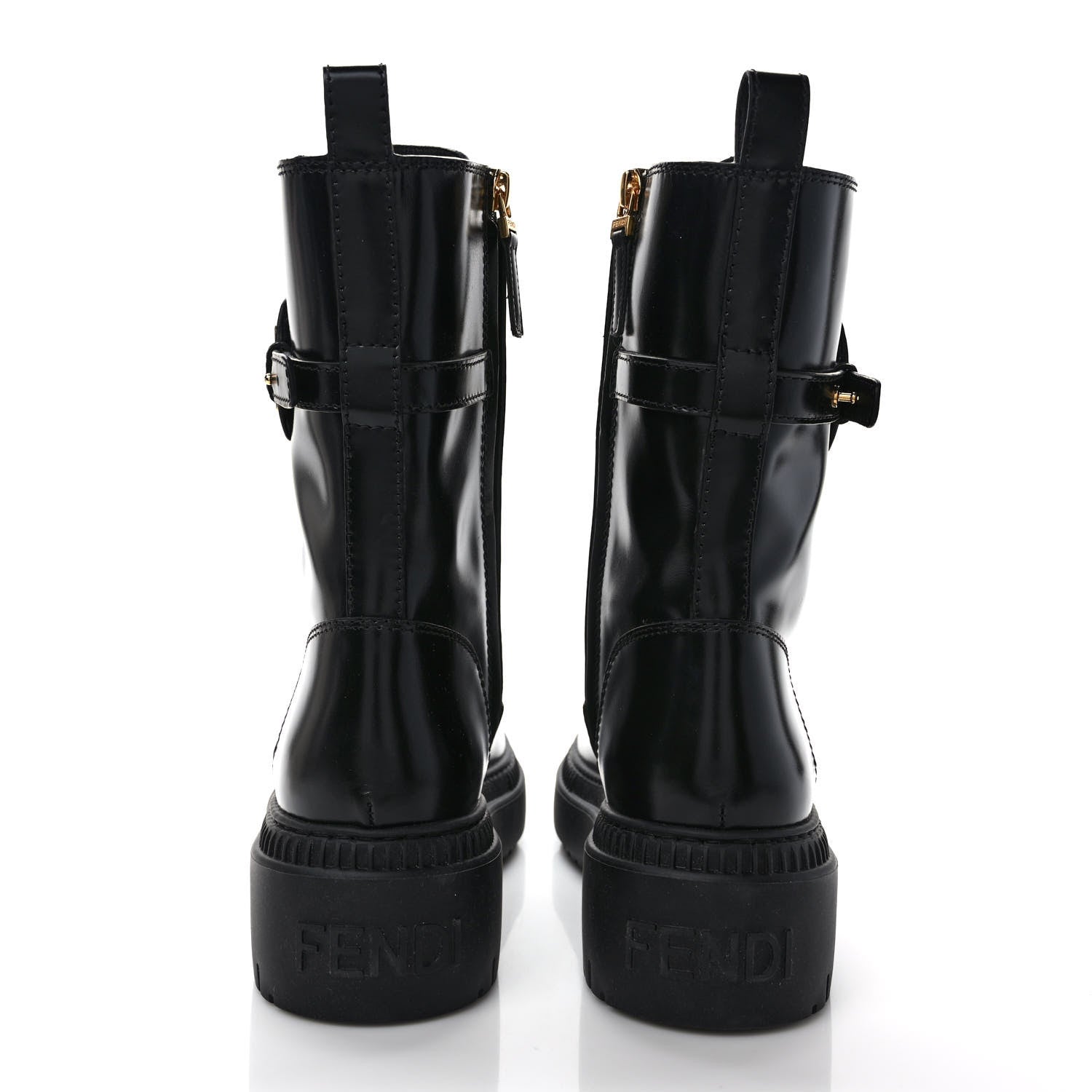 Fendi Vitello Abrasivato Fendigraphy 50mm Biker Boots 39 Black 5 of 9