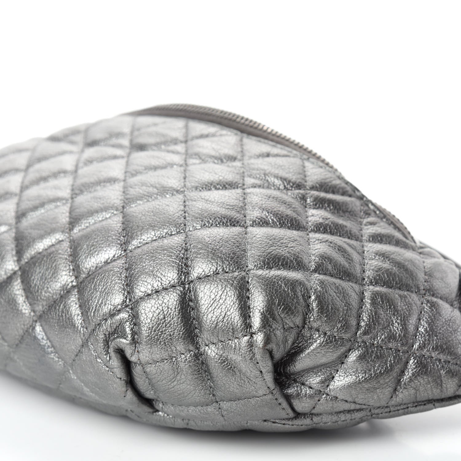 Chanel Metallic Goatskin Quilted Banane Waist Bag Fanny Pack Silver 7 of 11