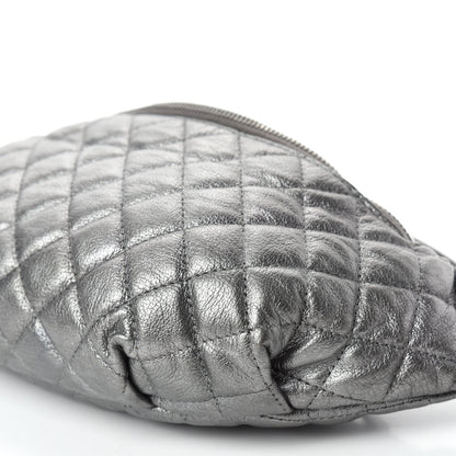 Chanel Metallic Goatskin Quilted Banane Waist Bag Fanny Pack Silver 7 of 11