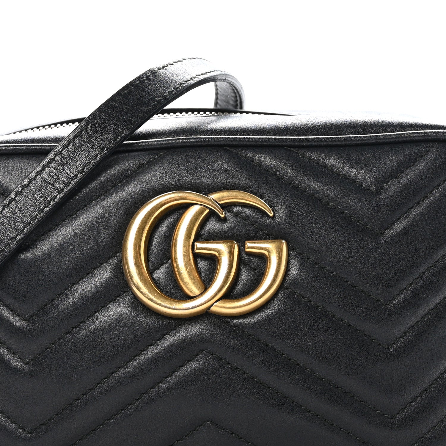 Gucci Calfskin Matelasse Small GG Marmont Chain Shoulder Bag Black 8 of 10