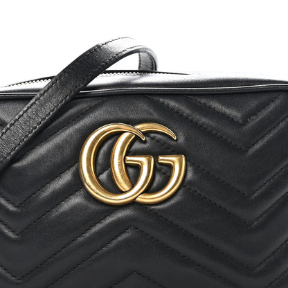 Gucci Calfskin Matelasse Small GG Marmont Chain Shoulder Bag Black 8 of 10