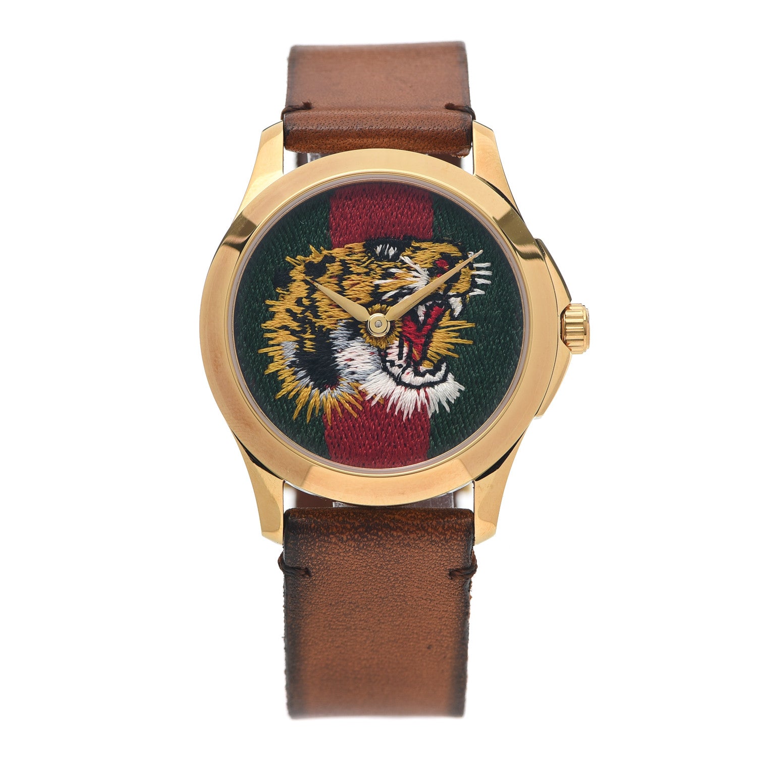 Gucci Stainless Steel Calfskin 38mm Le Marché Des Merveilles Tiger Quartz Watch 1 of 6