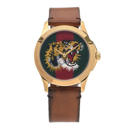 Gucci Stainless Steel Calfskin 38mm Le Marché Des Merveilles Tiger Quartz Watch 1 of 6